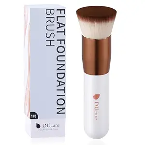 DUcare Foundation Brush,Flat Top Kabuki Brush Synthetic Professional Makeup Brush Liquid Blending Mineral Powder Buffing Stippling Makeup Tools, Rose Golden/White