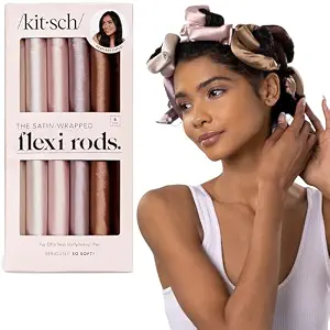 Kitsch Satin Flexi Rods Heatless Curling Rod - 6 pcs, Rosewood | Flexi Rod for Heatless Curl Overnight for Women, Comfortable Hair Curlers to Sleep In for Frizz-Free, No Heat Damage Styling
