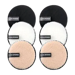 BlingKingdom 6 PCS Reusable Makeup Remover Pads, Facial Cleansing Cloths | Washable, Double-Sided Round Make Up Remover Pads for All Skin Types - 3 Colors
