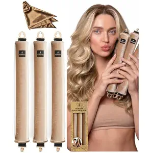 YOSHUYUKI Classic Heatless Curls Overnight Rods No Heat Hair Curlers Curling Iron Jumbo Flexi Rods Large Foam Hair Rollers for Long Hair to Sleep in with Satin Scarf Styling Tools Blonde