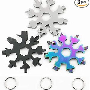 3Packs Snowflake Multi Tool, 18-in-1 Stainless Steel Snowflake Multitool for Bottle Opener and Flat Phillips Screwdriver Kit/Wrench,for Men Adults Da (3 PCS-B)