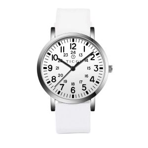 TICCI Unisex Men Women Medical Quartz Watch Arabic Numerals Military Time Easy Read Dial Silicone Band Waterproof for Students Doctors Nurses