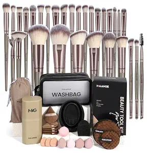 MAANGE Makeup Brush Set 51 PCS Professional Makeup Brushes Soft Foundation Powder Eyeliner Eye Shadow Makeup Brushes Set Travel Make up Brush Kit (Champagne)