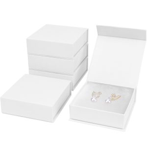 Mirgrime Jewelry Gift Boxes, 5 Pack 3.5x3.5x1 inch Small Jewelry Boxes, Cardboard Box for Necklaces Bracelet Earring Ring (White)