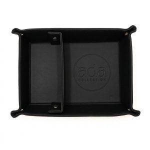 Ada Collection PU Leather Valet Tray & Keychain Set - Jewelry Tray & Catchall Organizer for Keys, Wallet, Watch, Phone (Black) - Desk Organizer for Dad, Husband, Men
