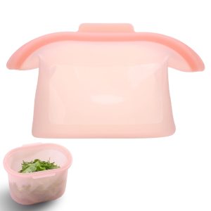 Silicone Storage, Everbag Silicone Food Storage Bags, Spliceable, wide opening, Reusable Silicone Storage Bags, High-Temperature Resistant, Leak-Proof, Microwave and Dishwasher Safe (pink)