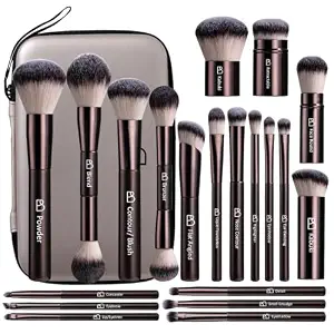 Professional Makeup Brush Set BS-MALL with Travel Case, 20PCS Synthetic Makeup Brushes for Foundation, Conce aler, Blush, Powder & Eyeshadow, Labeled Face Eye Brushes for Beginners, Makeup Artists