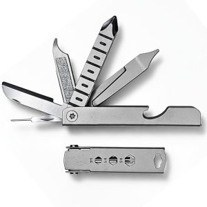 Gadgetime USA 10-in-1 Stainless Steel Multi-Tool Keychain – Compact Pocket Tool with SIM Ejector Pin, Mini Screwdrivers & Bottle Opener – Ideal Gift for Father's Day & Holidays