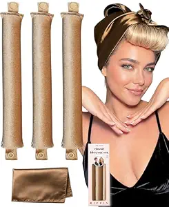 Classic Heatless Curls Overnight Rods No Heat Hair Curlers to Sleep Jumbo Foam Large Hair Rollers for Medium Long Hair Blowout Look, Heatless Flexible Curling Rod Set with Satin Wrap for Sleeping