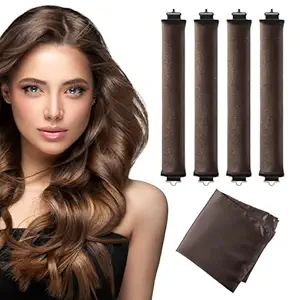 Seritant Heatless Curls Overnight with Satin Head Scarf, Velvet Hair Rollers for Blowout Look, No Heat Curling Rod for Long Thick Hair, Soft Sleep In Flexi Rods