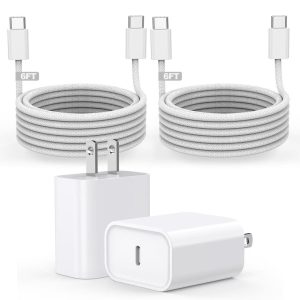 [Apple MFi Certified] iPhone Air/17 Charger,USB C Fast Charging 2Pack 20W Apple Charger Type C Block 6FT USB C to C Woven Cable for iPhone 17 Pro Max/16 Plus/16 Pro Max/15 Pro Max,iPad Pro/Air/AirPods