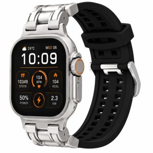 Silicone Watch Band, Breathable Sport Replacement Strap with Metal Connector