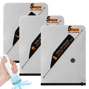 Numola 15 Pack Space Saver Vacuum Storage Bags with -6000Pa Wireless Air Pump for Clothes Comforters, 5 Jumbo+5 Medium+5 Small Storage Bags Vacuum Sealed, Compression Packing Ziplock Bags for Suitcase
