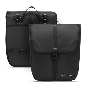 MOSISO 20L Bike Panniers, 2 Pack Waterproof Panniers Bike Bag | Large Capacity Flap Bicycle Rear Rack Seat Luggage Storage Trunk Bag for Road Mountain Cycling Traveling Commuting, Black