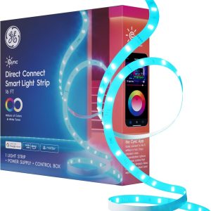Cync GE Smart Color Changing LED Strip Lights, Alexa, 16 Ft | Matter compatible, works with Google Home, RGB + white tones, bedroom room decor, easy install, app control