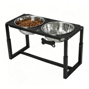Metal Elevated Dog Bowls, Raised Dog Bowls for Large/Extra Large Breeds with Two 111oz Stainless Steel Food Bowls, 3 Adjustable Height (8.8"/11.5"/14") Dog Bowl Stand Protect Neck & Joints