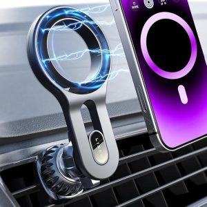 LISEN for MagSafe Car Mount, Magnetic Phone Holder for Car Vent Phone Mount, Air Vent Hands Free Phone Mount, Super Magnetic Phone Mount, Gifts Car Phone Holder Magnetic for iPhone 17 Pro Max 16 15 | Upgraded Strongest Magnet Power, Metal Hook Clip, 360 Rotation, Magnetic Ring, Car Mount for iPhone, Samsung Galaxy, Google