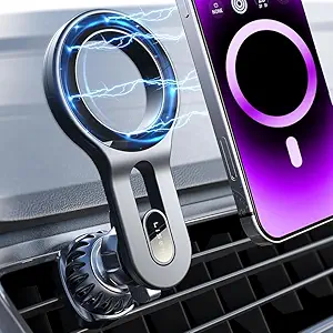 LISEN for MagSafe Car Mount, Magnetic Phone Holder for Car Vent Phone Mount, Air Vent Hands Free Phone Mount, Super Magnetic Phone Mount, Gifts Car Phone Holder Magnetic for iPhone 17 Pro Max 16 15 | Upgraded Strongest Magnet Power, Metal Hook Clip, 360 Rotation, Magnetic Ring, Car Mount for iPhone, Samsung Galaxy, Google