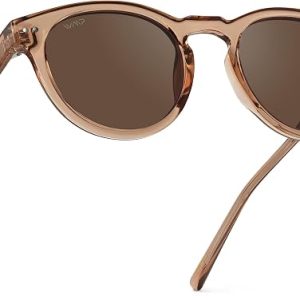 WearMe Pro Tate Women's Polarized Sunglasses, Retro Round Frame, UV400 | Shatter-Resistant Lenses, Timeless Design, Effortless Charm For All-Day Wear, Includes Microfiber Pouch for Cleaning/Storage