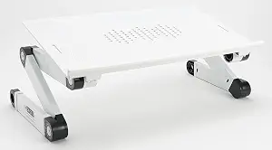 Uncaged Ergonomics XL Adjustable Laptop Stand, Cooling Riser (White) | 18x11" panel adjusts 2-18" high, 12 lb capacity — ambidextrous mouse pad, cooling holes, fits 10-17" laptops.