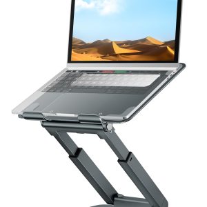 tounee Laptop Stand for Desk Adjustable Height, Telescopic Computer Stand with Pull Out Design Ergonomic Laptop Riser Fits All Laptops 10-17"-Gray