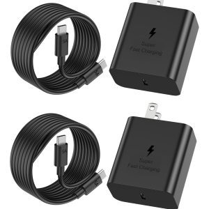 45W USB-C Charger, Super Fast Charger Type C, with C Cable for Samsung Galaxy S25/S25 Ultra/S25+/S24 Ultra/S24/S24+/S23 Ultra/S22 Ultra (2 Pack, 5FT)