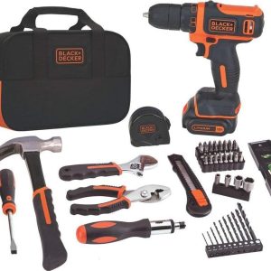 BLACK+DECKER 12V MAX Drill & Home Tool Kit, 60-Piece (BDCDD12PK)