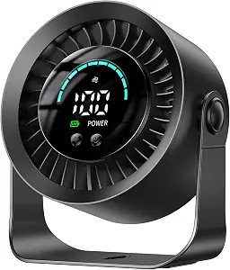 DIGIX Portable Desk Fan, 100 Speeds, 360° Rotation, USB Rechargeable | Quiet LED Display Table Fan with Wall Mount Design. Small Personal Cooling Fans for Home, Bedroom, Office & Travel, Black