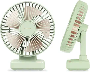Funme Desk Fan, 10000mAh Rechargeable Table Fan with 29H Max Runtime, 3 Speeds, 90° Adjustable Tilt, Quiet Personal Desk Fan, Portable Desktop Fan forHome Office Bedroom Kitchen, Green