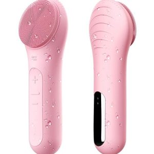 NågraCoola CLIE Facial Cleansing Brush, Waterproof and Rechargeable Electric Face Scrubber for Men & Women, Exfoliating, Massaging, and Cleansing - Pink