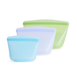 Stasher Premium Reusable Silicone Bags and Lunch Bag, 3-Pack, Multicolor | Food-Safe Silicone, BPA-Free, Leak-Free, Eco-Friendly, Dishwasher, Travel Containers, Meal Prep, Food Storage, Travel