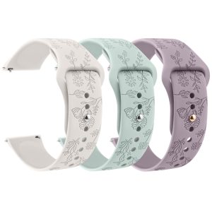 Meliya Veryfit Smart Watch Bands, 22mm Watchbands for IDW13 IDW16 IDW19 IDW26 IDW28 Smartwatch, Floral Engraved Soft Silicone Rubber Sport Replacement Watch Strap for Veryfit