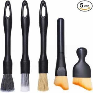 5PCS Car Detailing Brush Set for Cleaning Interior or Exterior, Includes Coarse, Medium, and Fine Detailing Brushes, Dusting Cleaning Tool for Dashboard, Air Vents, Wheels, Emblem, Car Seat