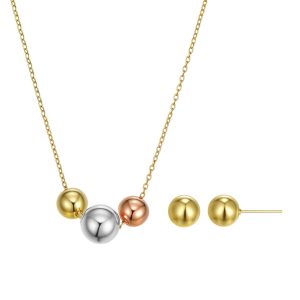 RUOFFETA Dainty Geometric Jewelry Set for Women - Stainless Steel Necklace & Earrings Minimalist Matching Set