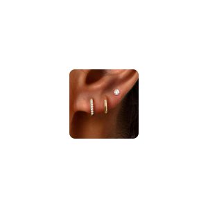 Small Gold Huggie Hoop Stud Earrings for Women Hypoallergenic Ear Stack Set | Lightweight Daily Wear, Comfortable for Sensitive Ears, Non Tarnish, Easy Stacking, Multiple Pair Styling
