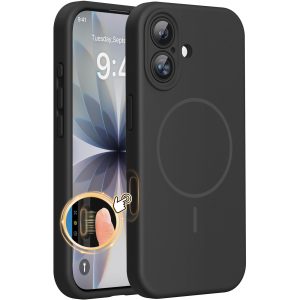 Miracase Silicone & Magnetic for iPhone 17 Case, Black | Compatible with MagSafe, Silicone Camera Control Cover, Soft Microfiber Lining, Shockproof Drop Protection Phone Case for 17