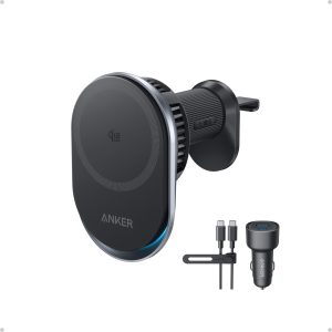 Anker Prime Qi2 25W MagSafe Compatible Wireless Car Charger Mount | AirCool Phone Holder with Vent Clip and Fast Power, for iPhone 17 - 12 Series, and More (Adapter Included)
