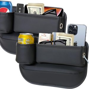 Anti-Drop Car Seat Gap Filler Organizer, Premium Leather Console Organizer, Easy Access to Phone/Keys, Universal Fit for Car SUV Truck Multi-Purpose Essentials Organizer(2PC)