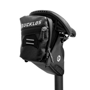 BUCKLOS 0.8L Bike Saddle Bag, Water Resistant 600D Bicycle Under Seat Pack | 3D shell 600D polyester cycling wedge pack, with reflective strips & taillight hanger for MTB & road bikes