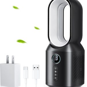 let'me Desk Fan, Small Bladeless Table Fan, Small Fan with 3 Speeds and Night Light, Quiet Desk Fan for Personal, Bedroom, Office, Nightstand