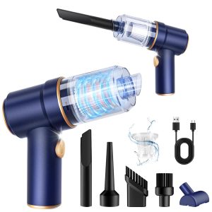 KMM Handheld Car Vacuum Cleaner, Hand Held Vacuum Cleaner and Air Duster | 9000PA Strong Suction, Cordless, 120W High Power, Multi-Nozzles & LED Light, for Home, Car, Office, Pet