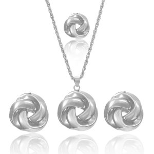 HUJUON Plated Gold Twisted Chunky Jewelry Set,Minimalist Twist Pendant Necklace Stud Earrings Rings Set,Aesthetic Punk Daily Costume Jewelry Accessories