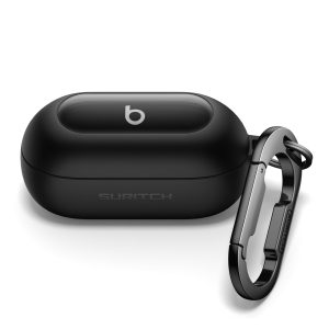 SURITCH Cases for Beats Solo Buds 2024 Case Cover, Magnetic Protective Covers for Beats Solo Buds Wireless Earbuds, Rugged Bumper Case with Magnetic Lok & Carabiner & Keyring & Cleaning Kit, Black
