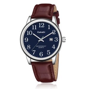Watch for Men, Easy Reader Unisex Analog Quartz Waterproof Wristwatch with Date and Leather Band, Casual Simple Fashion Mens Watches Gift