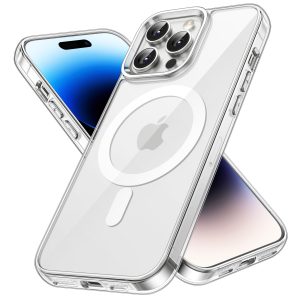 JETech Magnetic Case for iPhone 14 Pro, Clear | Compatible with MagSafe, Shockproof Phone Bumper Cover, Scratch Resistant, Clear Back
