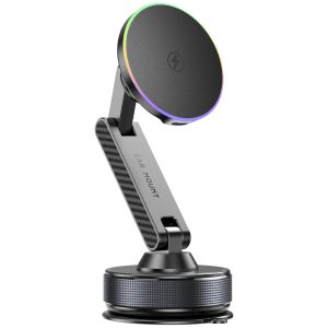 15W Magsafe Car Phone Mount Charger,Vacuum Car Phone Holder Charger,360° Adjustable Magnetic Cell Phone Holders for Car,Wireless Charging Mount for iPhone 17-12 Pro Max Plus Car Accessories