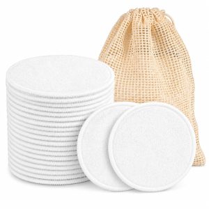 MAQIHAN Reusable Makeup Remover Pads - 15PCS Reusable Cotton Rounds | Washable Cotton Pads for Face, With Mesh Bag, Facial Cleansing Pads for All Skin Types, Ideal fot Travel & Daily Use