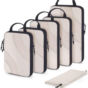 BAGSMART Compression Packing Cubes for Travel | Lightweight suitcase organizers bag set, space-saving double zipper expansion for carry-on luggage & travel organization