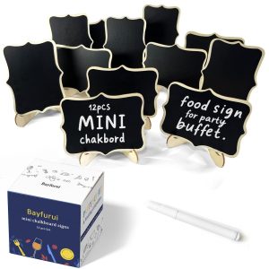 12pcs Mini Chalkboard Signs with Stand,Food Labels for Party Buffet, Food Tag/Name Card for Wedding Table, Name Tag Drink Labels Taco/Candy Bar/Bake Sale Food Sign, Catering Supplies Buffet Display