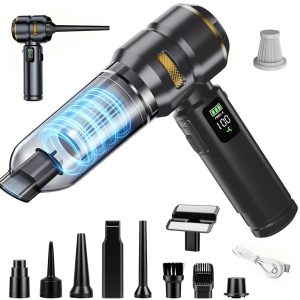 Car Vacuum Portable Cordless, 17000PA Cordless Handheld Car Vacuum Rechargeable, Brushless Motor with Digital Display, Mini Small Vacuums Cleaner for Office Desk Home Kitchen Car Pet Hair, Travel